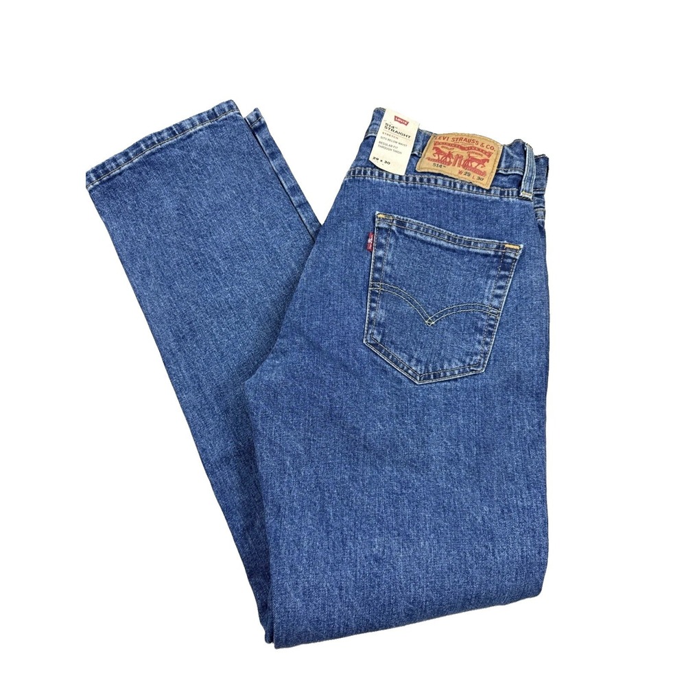 Levi's 514 Jeans Men's 29X30 (30x30) Blue Denim Straight Stretch Medium Wash NWT